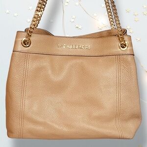Michael Kors Bisque Jet Set Pebbled Leather Tote Bag